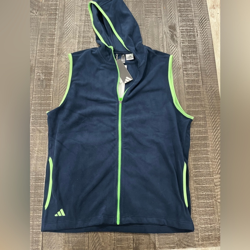Adidas Dark Blue Vest with Bright Green Trim